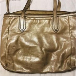Gold Leather Fossil Bag